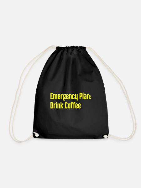 Coffee Contingency Plan - Drawstring Bag - black