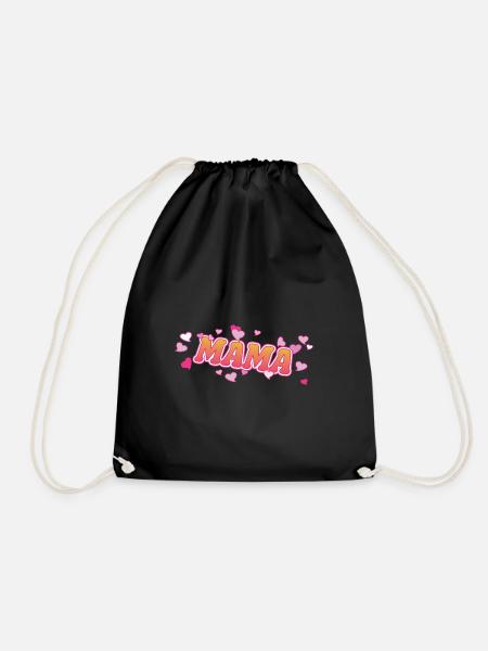 Mama Herzen Design - Turnbeutel - Schwarz