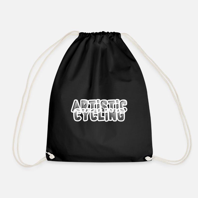Tshirt artistic cycling - Drawstring Bag - black