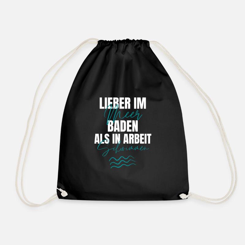 Lustiger Arbeit spruch Urlaub Geschenk - Turnbeutel - Schwarz