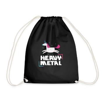 Heavy Metal Unicorn Unicorn Funny - Drawstring Bag - black - Front
