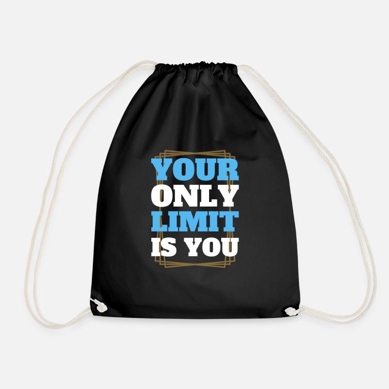 Limit Fitness Gym Motivation - Drawstring Bag - black