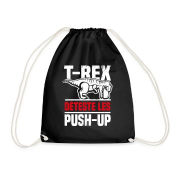 Humour musculation T-Rex rigolo push up - Sac de sport léger - noir - Devant