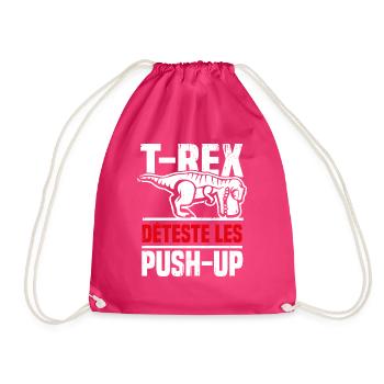 Humour musculation T-Rex rigolo push up - Sac de sport léger - fuchsia - Devant