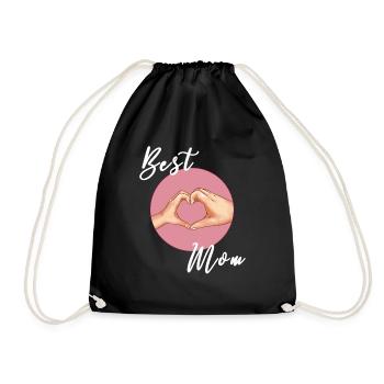 Best Mom - Herzhand Mutter Muttertag - Turnbeutel - Schwarz - Vorne