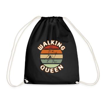 Retro Nordic Walking Queen - Running Walking - Drawstring Bag - black - Front