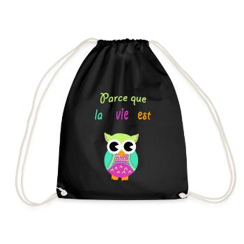 chouette - Sac de sport léger - noir - Devant