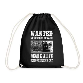 schrödinger's cat wanted white - Drawstring Bag - black - Front