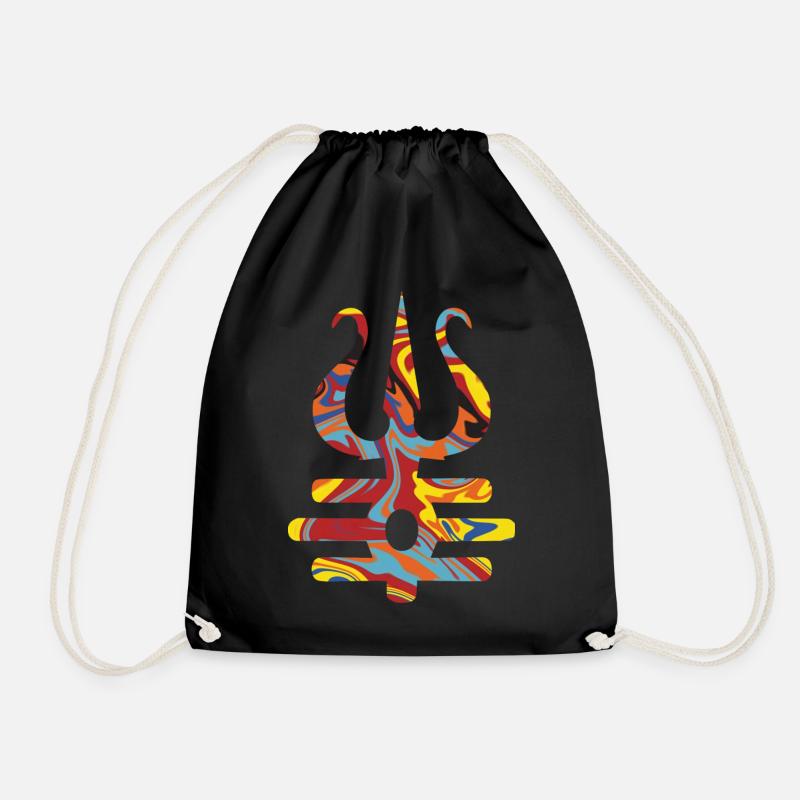 trishul trishula symbol hinduism buddhism Shiva - Drawstring Bag - black
