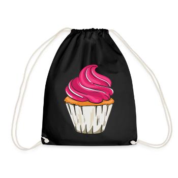 Cupcake Muffin Geburtstag Geschenk Torte - Turnbeutel - Schwarz - Vorne