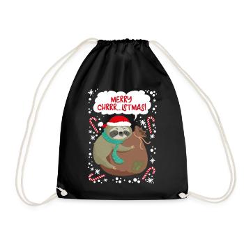 Merry Christmas Faultier T-Shirt Weihnachten sloth - Turnbeutel - Schwarz - Vorne