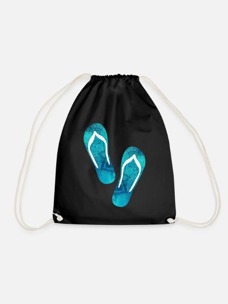 Badelatschen Flip Flops Yoga Sommer Strand Urlaub - Turnbeutel - Schwarz