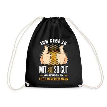 40 Geburtstag. 40 Jahre Geschenk 40. Geburtstag - Turnbeutel - Schwarz - Vorne