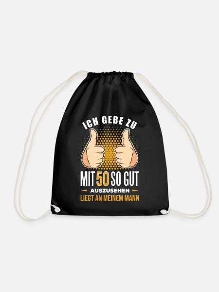 50 Geburtstag. 50 Jahre Geschenk 50. Geburtstag - Turnbeutel - Schwarz