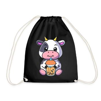 Bubble Milk Tea Vache Buvant Boba Milk Tea - Sac de sport léger - noir - Devant