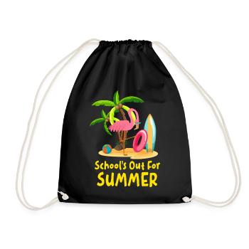 Schools Out For Summer Flamingo Last Day of School - Drawstring Bag - black - Front
