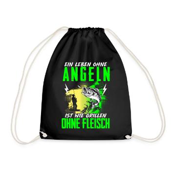 Leben Ohne Angeln Grillen Ohne Fleisch Angler - Turnbeutel - Schwarz - Vorne