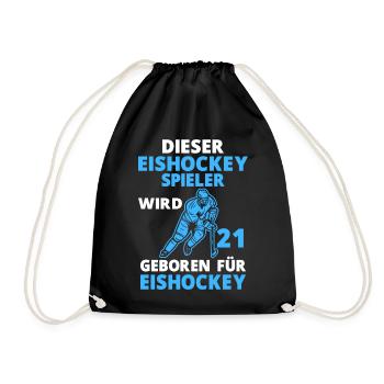 Eishockeyspieler 21 Jahre Eishockey 21 Geburtstag - Turnbeutel - Schwarz - Vorne