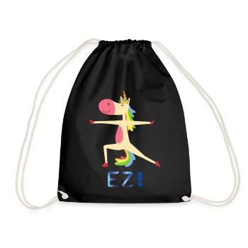 Rainbow Unicorn in Yoga Pose - Drawstring Bag - black - Front