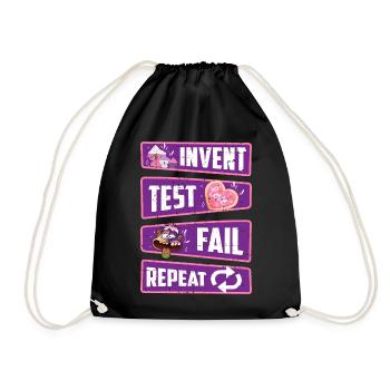 Invent, test, fail, repeat - Drawstring Bag - black - Front