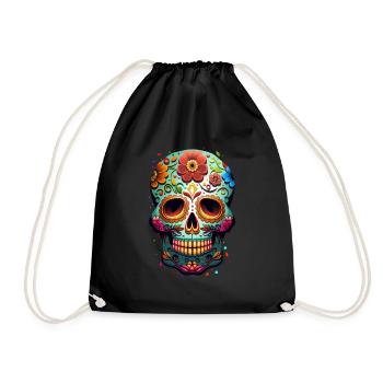 Crâne décoratif Méxicain - Sac de sport léger - noir - Devant