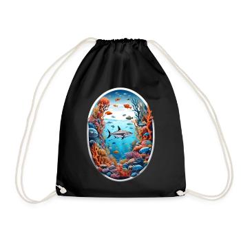 Marine Animals-Fish - Drawstring Bag - black - Front
