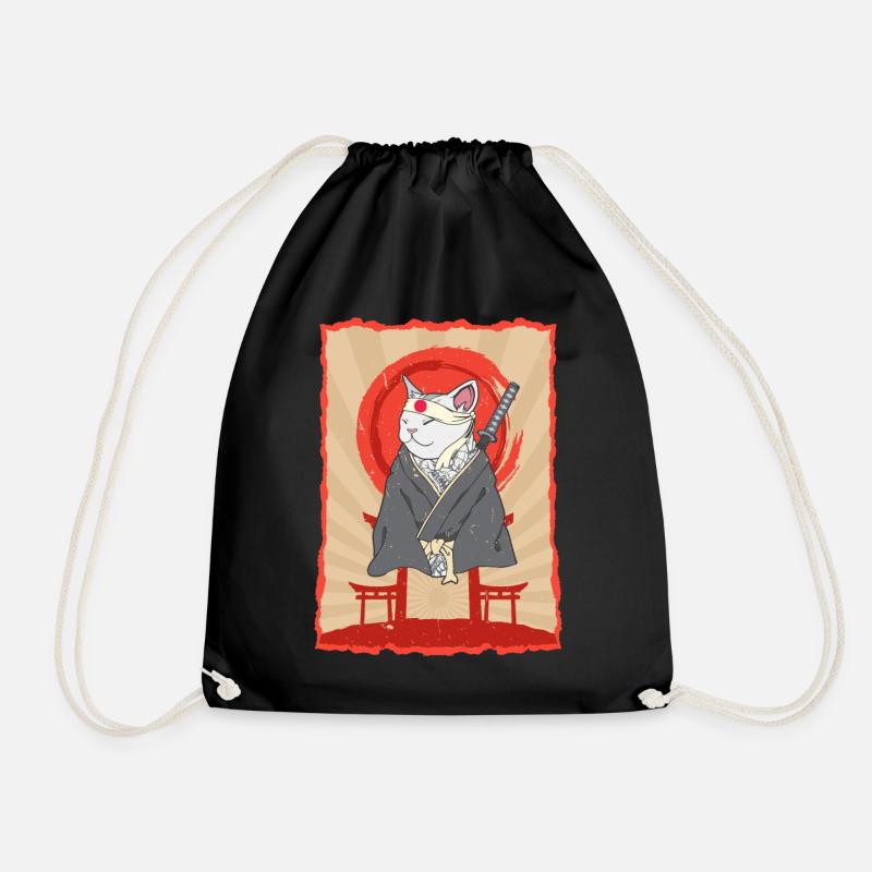 Samurai Japan Katze Torii Ninja Anime Katze - Turnbeutel - Schwarz