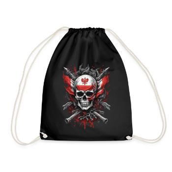 Patriote polonais : drapeau et crâne - Sac de sport léger - noir - Devant
