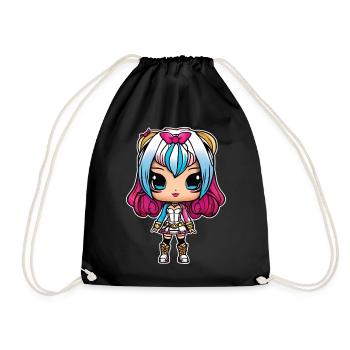 Niedliches Anime Manga Girl - Turnbeutel - Schwarz - Vorne