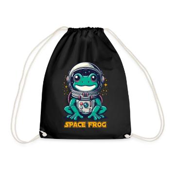 Space Frogs Toad Astronaut Costume Astronomy Funny - Drawstring Bag - black - Front