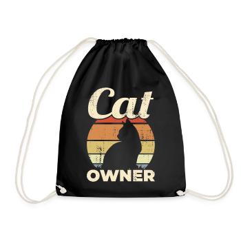Cat Owner Vintage Look - Turnbeutel - Schwarz - Vorne