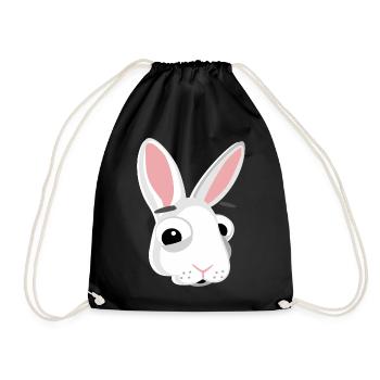 Hase Kopf Häschen lustig - Turnbeutel - Schwarz - Vorne