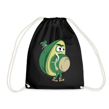 funny avocado hiking nature forest icon icon - Drawstring Bag - black - Front