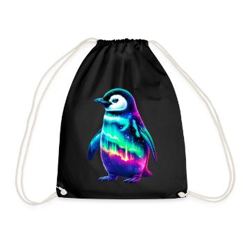Aurora Borealis Penguin - Drawstring Bag - black - Front