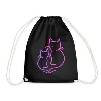 Retro Cats Vintage 90's 80's Cat Child Summer - Drawstring Bag - black - Front
