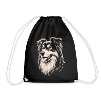 Australian Shepherd Features - Drawstring Bag - black - Front