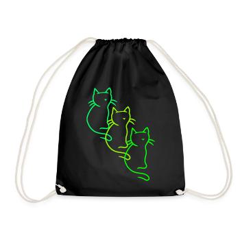 80s 90s Retro Vintage Cats Cat Kitten - Drawstring Bag - black - Front