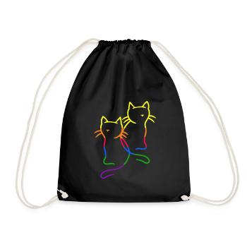 années 80 années 90 Rétro Chats Arc-en-ciel Chat LGBT - Sac de sport léger - noir - Devant