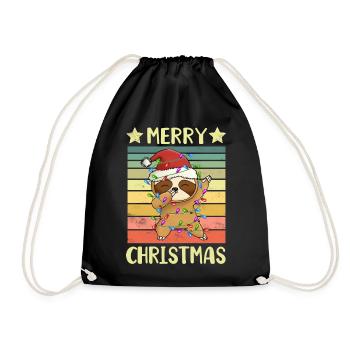 Merry Christmas Sloth - Drawstring Bag - black - Front