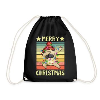 Merry Christmas Dog Pug - Drawstring Bag - black - Front