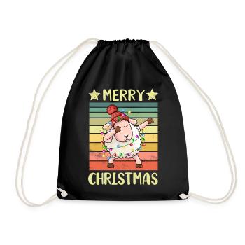 Frohe Weihnachten Schaf - Turnbeutel - Schwarz - Vorne