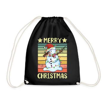 Merry Christmas Snowman - Drawstring Bag - black - Front