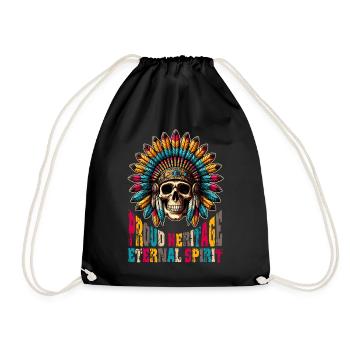 NATIVE AMERICAN ANDIAN SKULL PROUD HERITAGE - Drawstring Bag - black - Front