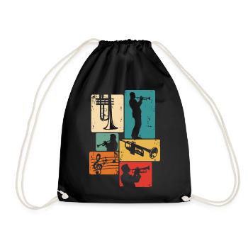 Trumpet Player Musician Trumpeter Orchestra - Drawstring Bag - black - Front