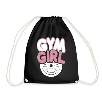 Gym Girl Barbell Power Pink - Drawstring Bag - black - Front