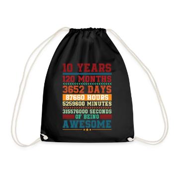 10 ans de génialité – 10e anniversaire - Sac de sport léger - noir - Devant