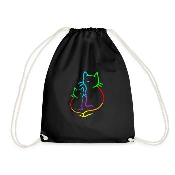 Chat rétro chats des années 80 des années 90 arc-en-ciel - Sac de sport léger - noir - Devant