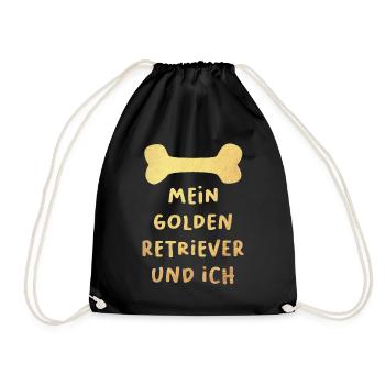 Golden Retriever Gold Hunde Gassi Tierliebe - Turnbeutel - Schwarz - Vorne