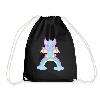 cute bat bats - Drawstring Bag - black - Front