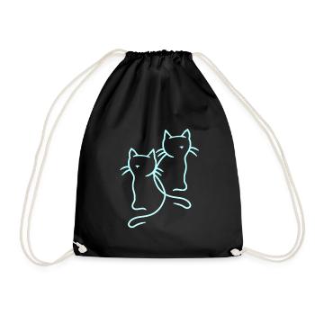 80er 90er Katzen Retro Vintage Katze - Turnbeutel - Schwarz - Vorne